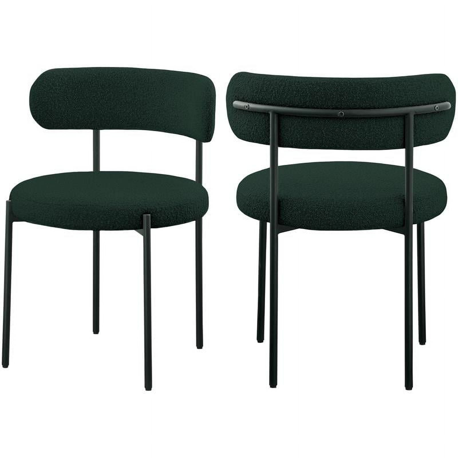 Beacon Green Boucle Fabric Upholstered Side Chair with Matte Black Metal Frame