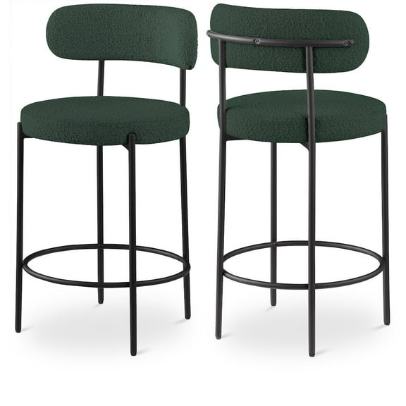 Meridian Furniture Beacon Green Boucle Fabric Stool (Set of 2)