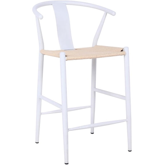 Meridian Furniture Beck Beige Hand Woven Rope Stool
