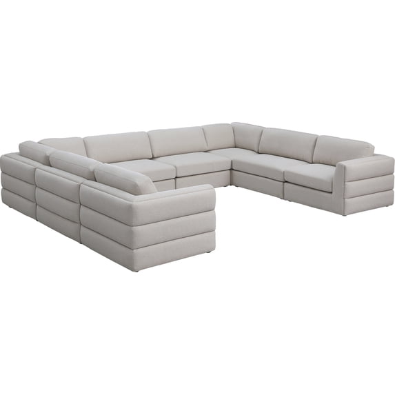 Meridian Furniture Beckham Beige Durable Linen Textured Fabric Modular Sectional