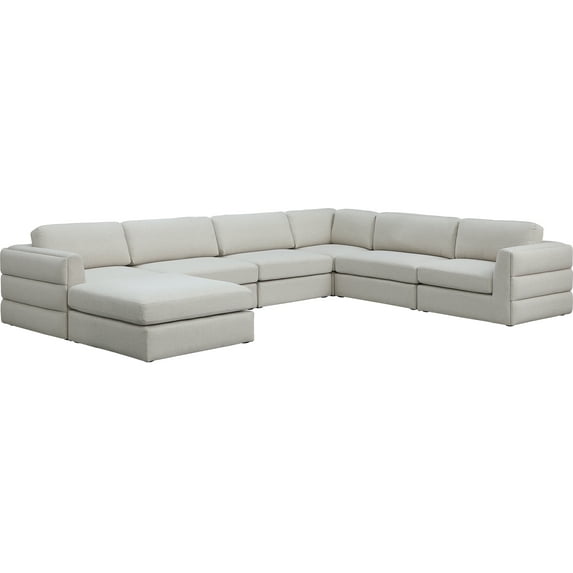 Meridian Furniture Beckham Beige Durable Linen Textured Fabric Modular Sectional