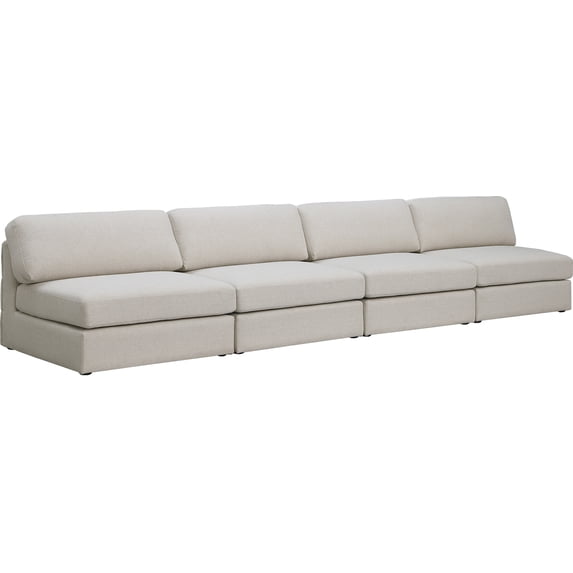 Meridian Furniture Beckham Beige Durable Linen Textured Fabric Modular Sofa