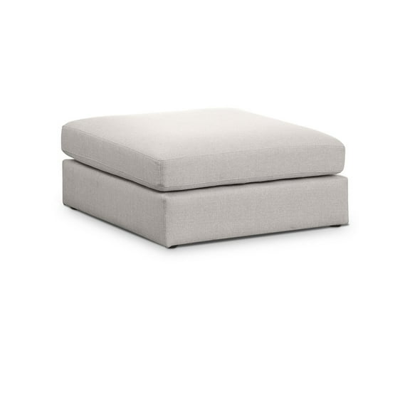 Meridian Furniture Beckham Beige Durable Linen Textured Fabric Ottoman
