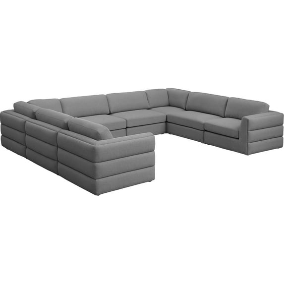 Meridian Furniture Beckham Grey Durable Linen Textured Fabric Modular Sectional