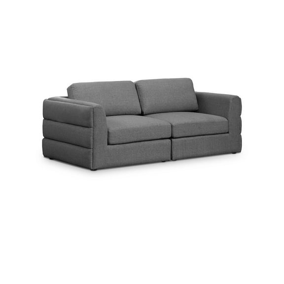 Meridian Furniture Beckham Grey Durable Linen Textured Fabric Modular Sofa