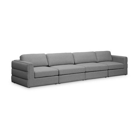 Meridian Furniture Beckham Grey Durable Linen Textured Fabric Modular Sofa