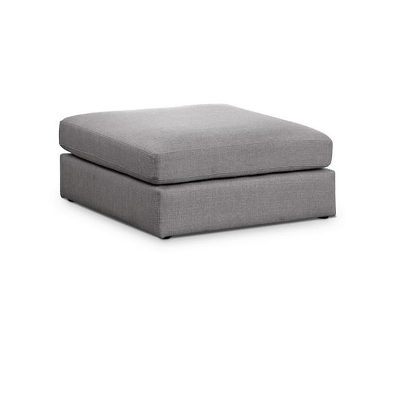 Meridian Furniture Beckham Grey Durable Linen Textured Fabric Ottoman