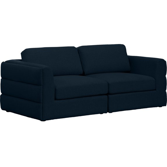 Meridian Furniture Beckham Navy Durable Linen Textured Fabric Modular Sofa