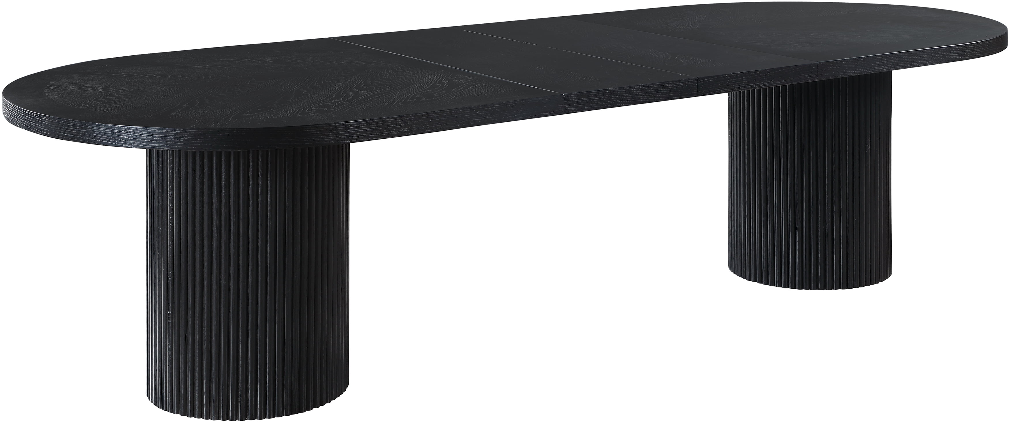 Black Oak Extendable Oval Dining Table with Fluted Base