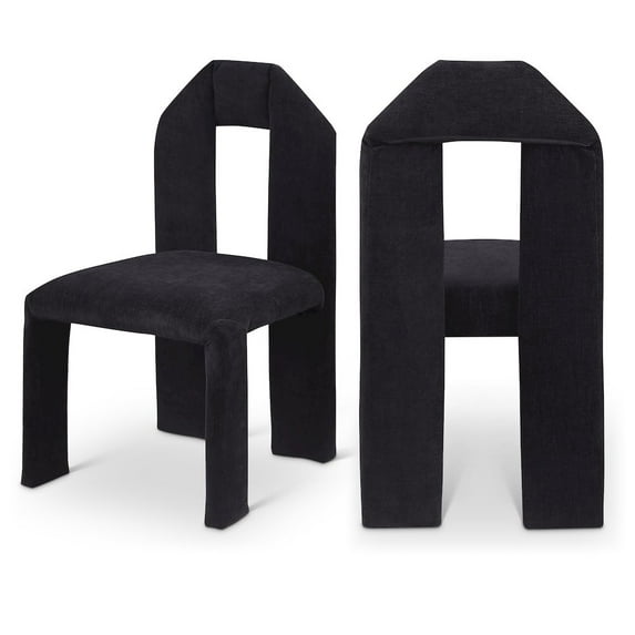 Meridian Furniture Bennett Black Chenille Fabric Dining Chair (Set of 2)