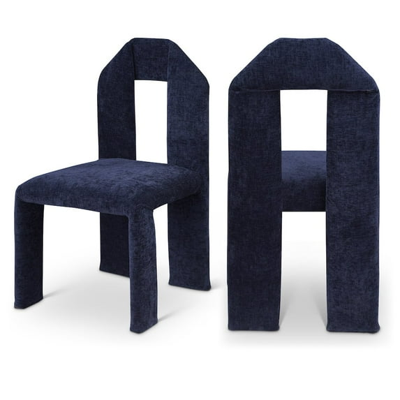 Meridian Furniture Bennett Navy Chenille Fabric Dining Chair (Set of 2)