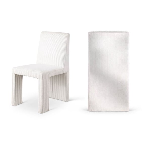 Meridian Furniture Benson Cream Microsuede Corduroy Dining Chair (Set of 2)