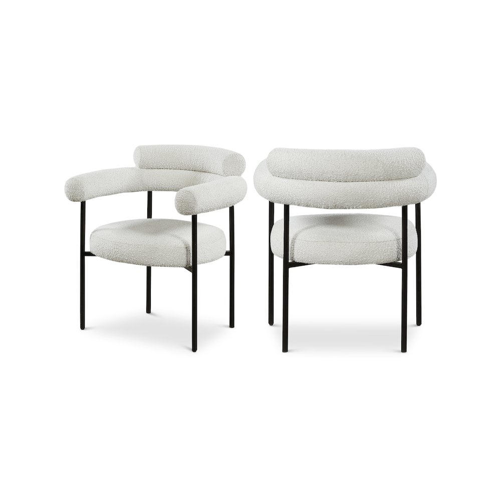 Blake Cream Boucle Fabric Arm Chair with Black Metal Frame