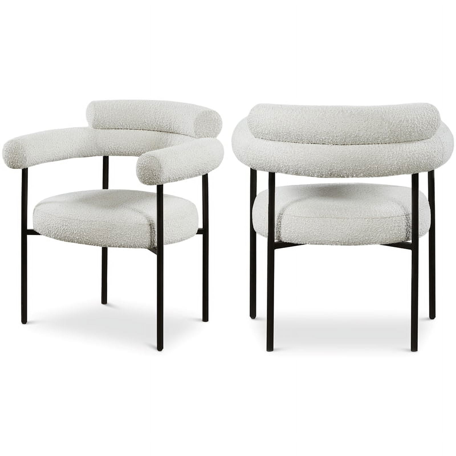 Blake Cream Boucle Fabric Arm Chair with Black Metal Frame