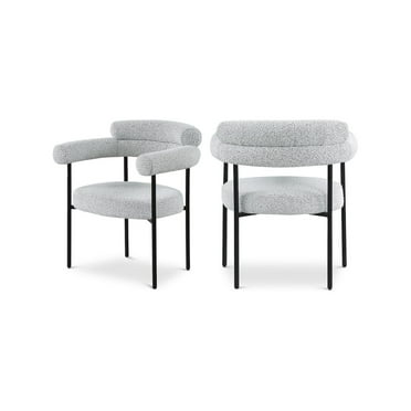 Meridian Furniture Blake Grey Boucle Fabric Dining Chair Set of 2