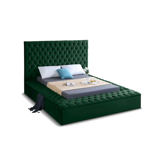 Meridian Furniture Bliss Modern Wood Storage Platform Bed, King, Green