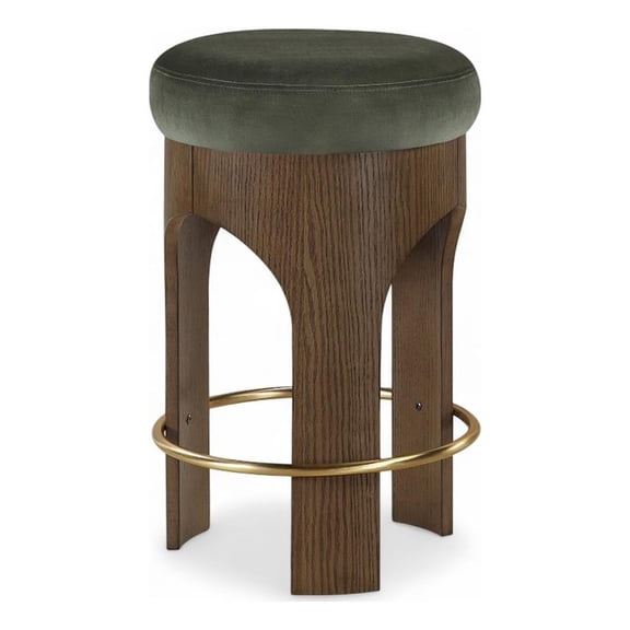 Meridian Furniture Bocceli Green Velvet Upholstered Counter Stool