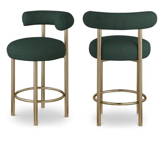 Meridian Furniture Bordeaux Green Boucle Fabric Stool