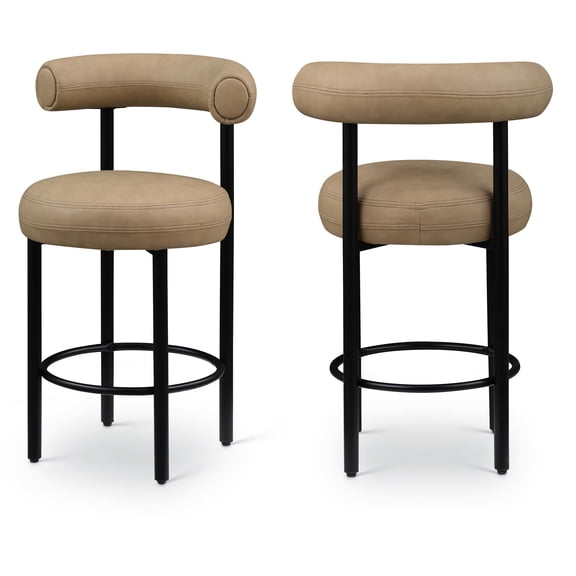 Meridian Furniture Bordeaux Tan Vegan Leather Counter Stool (Set of 2)