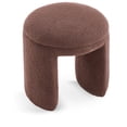 thumbnail image 1 of Meridian Furniture Bowen Brown Faux Shearling Teddy Fabric Ottoman/Stool, 1 of 5