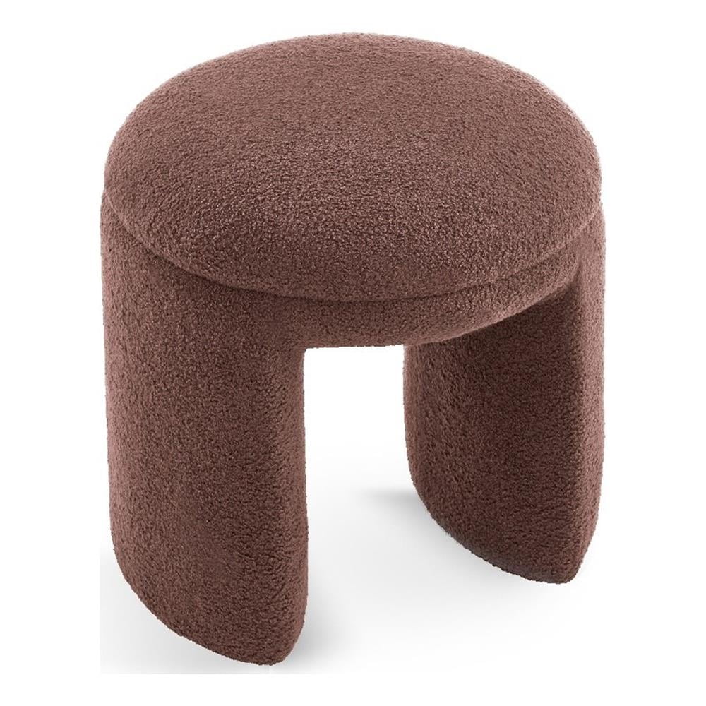 Bowen 18" Brown Faux Shearling Teddy Fabric Ottoman Stool
