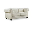 thumbnail image 1 of Meridian Furniture Bowery Tufted Velvet Loveseat in Cream, 1 of 5