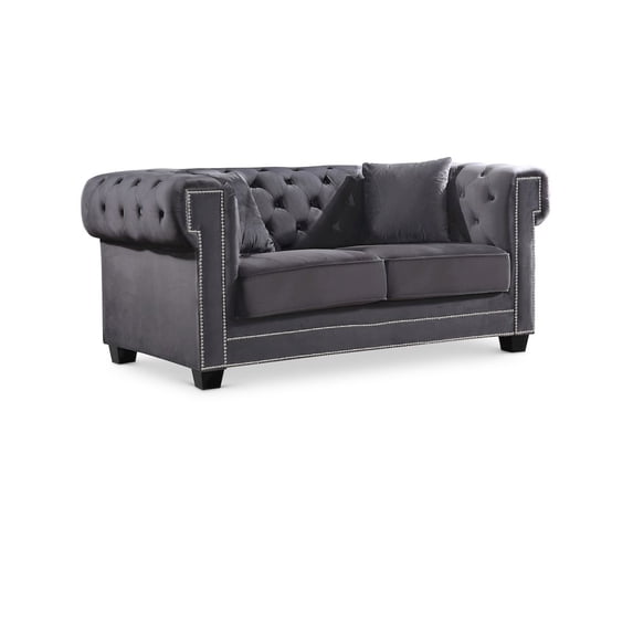 Meridian Furniture Bowery Grey Velvet Loveseat