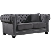 Meridian Furniture Bowery Tufted Velvet Loveseatin Gray