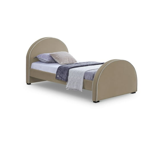 Meridian Furniture Brody Beige Velvet Twin Bed