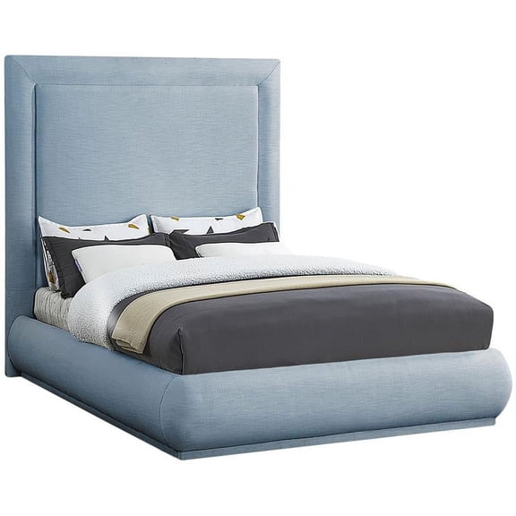 Meridian Furniture Brooke Light Blue Linen Textured Fabric Queen Bed