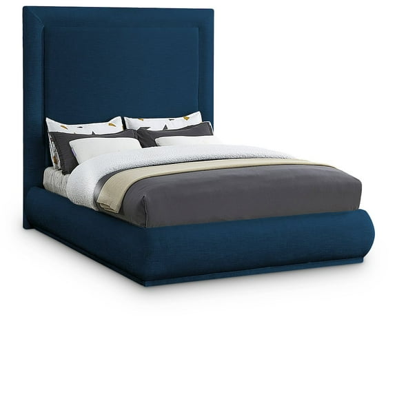 Meridian Furniture Brooke Navy Linen Textured Fabric Queen Bed