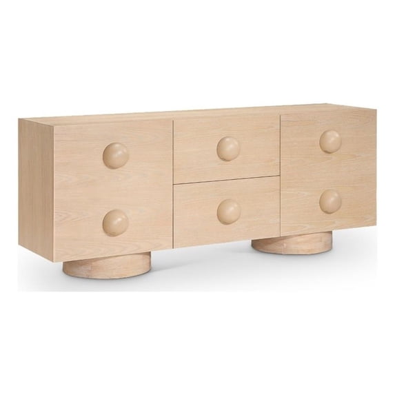 Meridian Furniture Bubble Natural Wood And Oak Veneer Sideboard/Buffet
