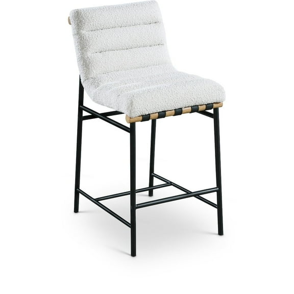 Meridian Furniture Burke Cream Boucle Fabric Counter Stool
