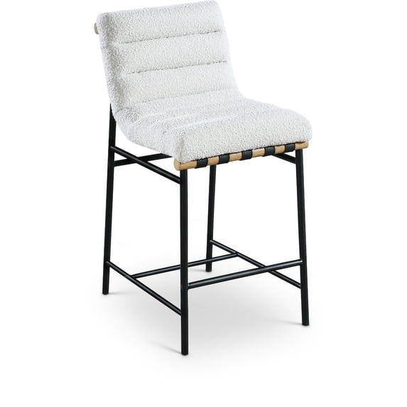 Meridian Furniture Burke Cream Boucle Fabric Counter Stool