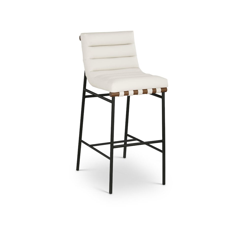 Meridian Furniture Burke Cream Vegan Leather Bar Stool