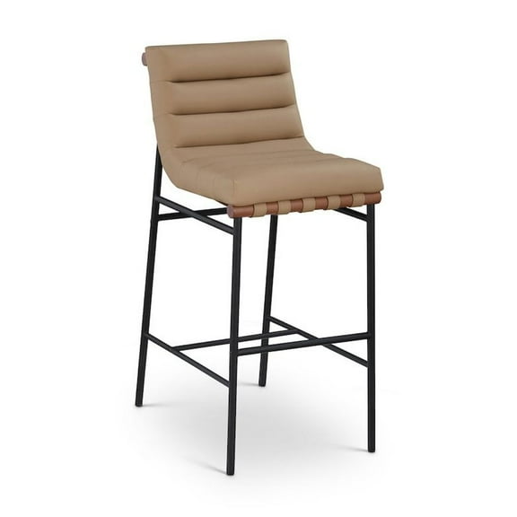 Meridian Furniture Burke Vegan Leather Bar Stool, Tan