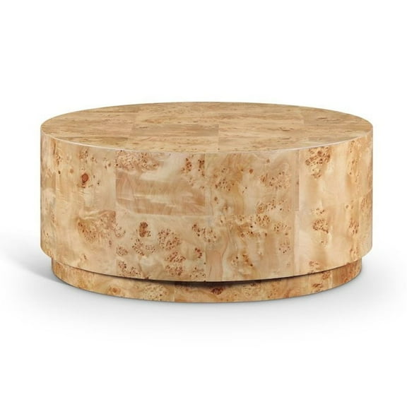 Meridian Furniture Burl Round 36" Coffee Table in Natural Ash Wood