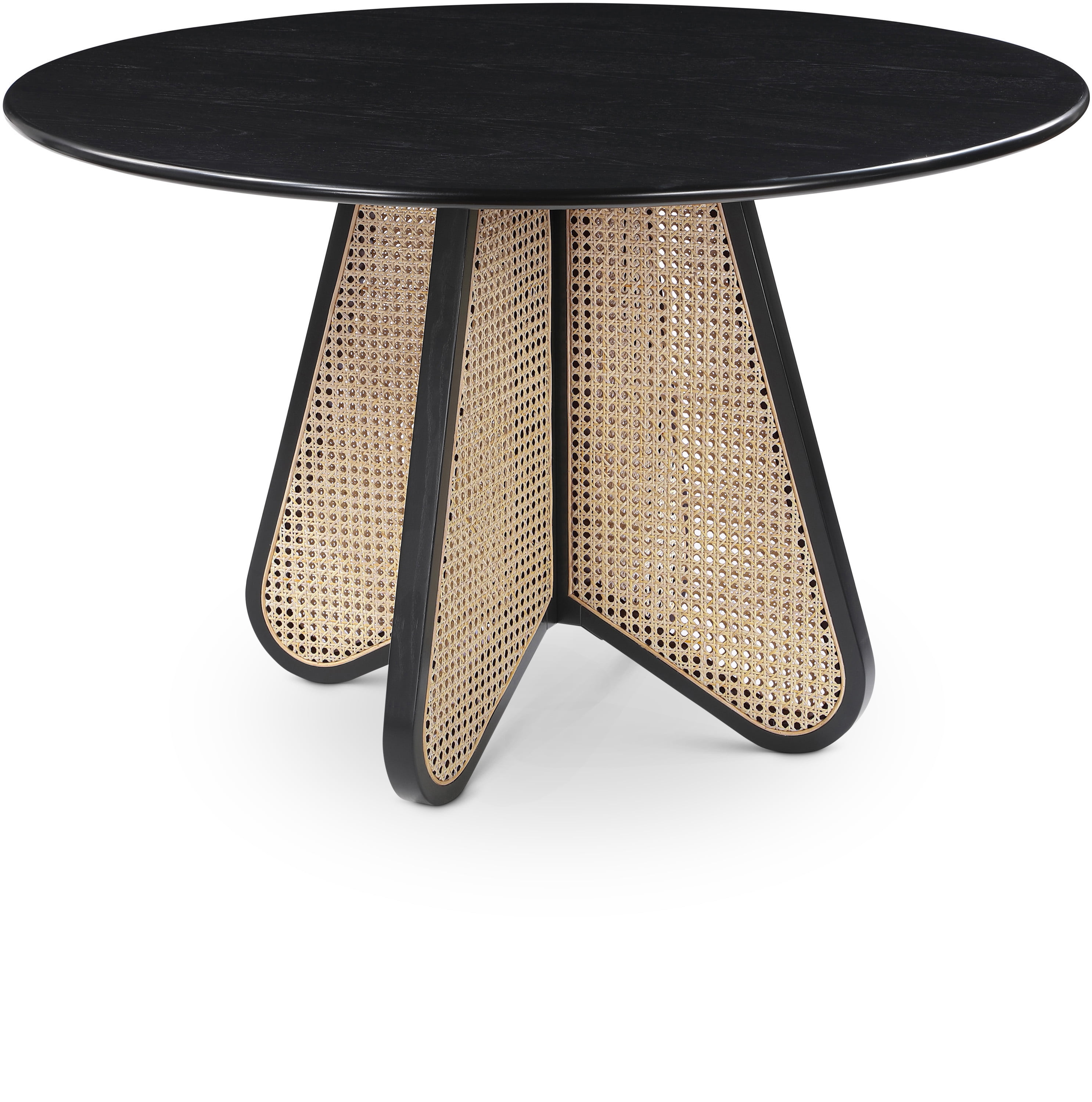 Butterfly Black and Natural Cane Round Dining Table