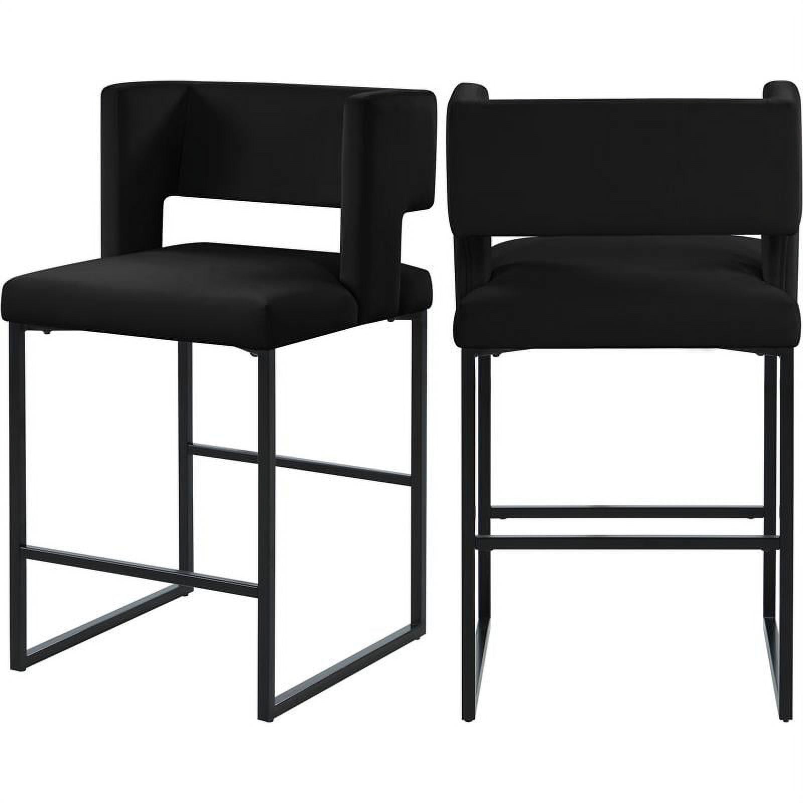 Meridian Furniture Caleb Velvet Counter Stool - Black Meridian Furniture Caleb Velvet Counter Stool - Black