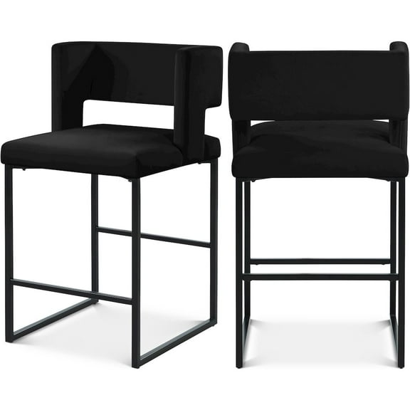 Meridian Furniture Caleb Black Velvet Counter Stool (Set of 2)