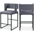 thumbnail image 1 of Meridian Furniture Caleb Grey Velvet Counter Stool, Set of 2, 1 of 7