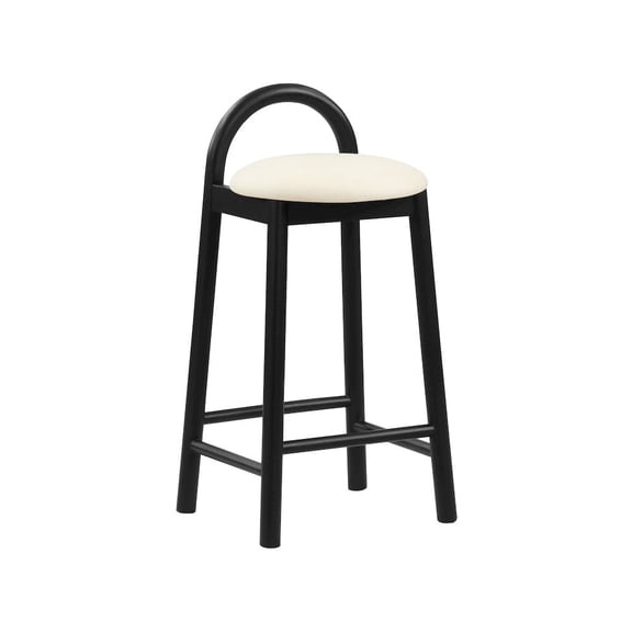 Meridian Furniture Calvin 27" Vegan Leather Stool in Cream & Black