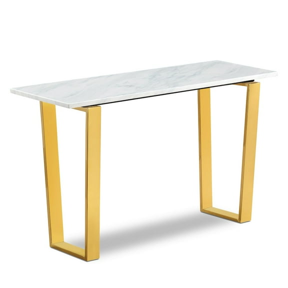 Meridian Furniture Cameron Contemporary Stone Console Table in Gold