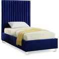 thumbnail image 1 of Meridian Furniture Candace Solid Wood Tufted Velvet Twin Bed in Navy, 1 of 4