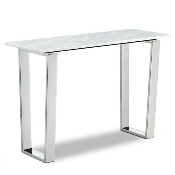 Meridian Furniture Carlton Contemporary Stone Console Table in Chrome