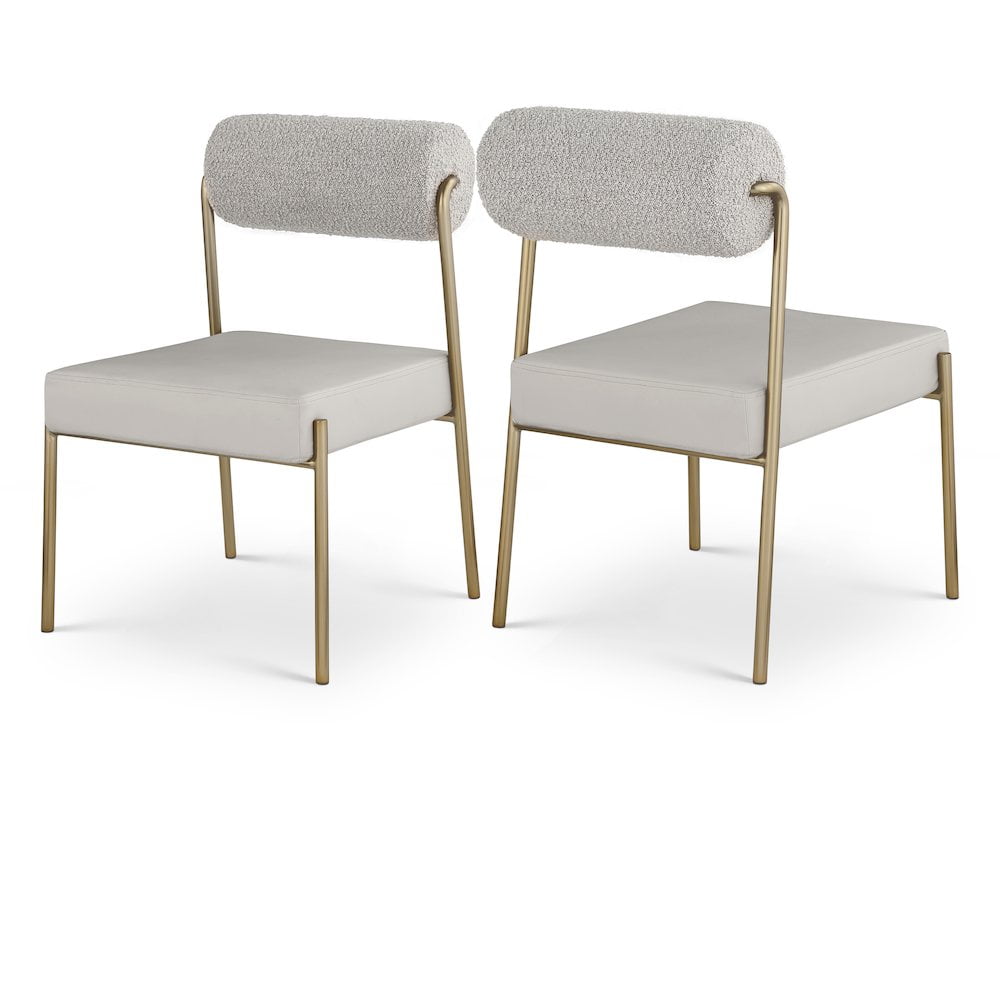 Meridian Furniture Carly Taupe Faux Leather / Boucle Dining Chair (Set of 2)