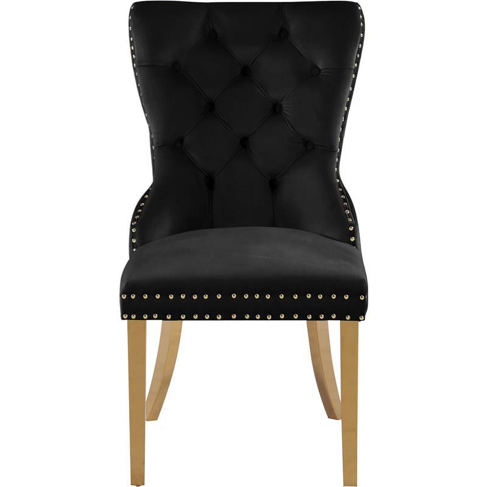 Luxurious Black Velvet 27" Dining Chair with Gold Metal Accents