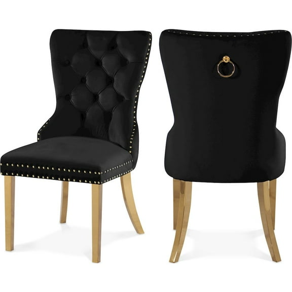 Meridian Furniture Carmen Black Velvet Dining Chairs (Set of 2)