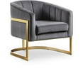 thumbnail image 1 of Meridian Furniture Carter 18.5"H Velvet Accent Chair in Gray and Gold, 1 of 6