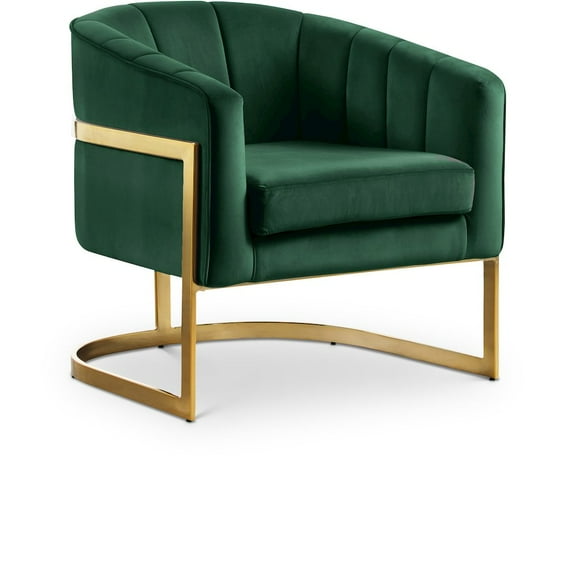 Meridian Furniture Carter Green Velvet Accent Chair with Stainless Steel Base